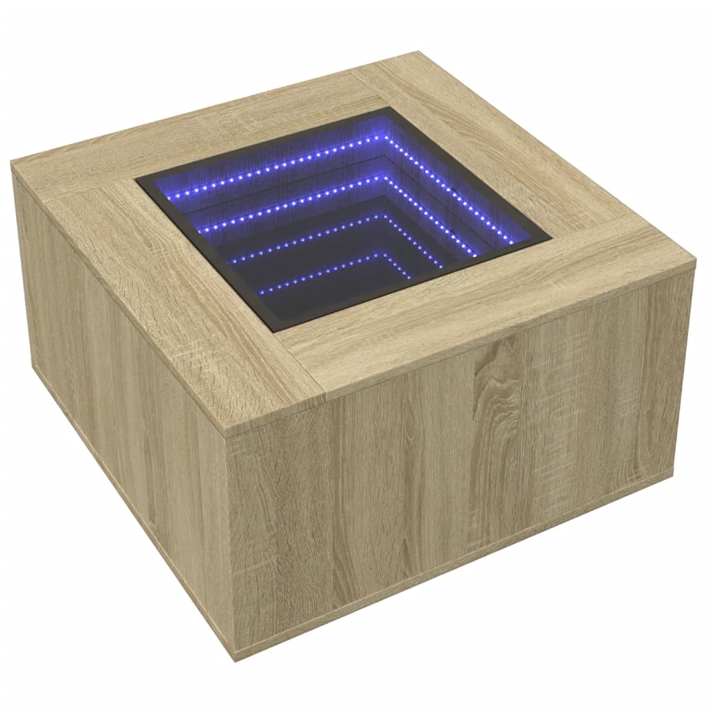 Τραπεζάκι Σαλονιού με LED Δρυς 60x60x40 εκ. Επεξεργασμένο Ξύλο - Pakobazaar