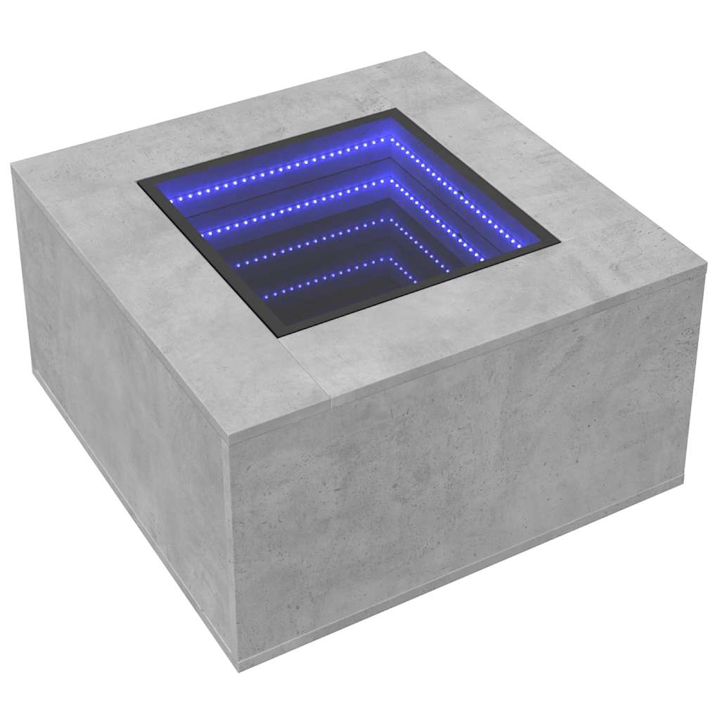 Τραπεζάκι Σαλονιού με LED Γκρι 60x60x40 εκ. Επεξεργασμένο Ξύλο - Pakobazaar