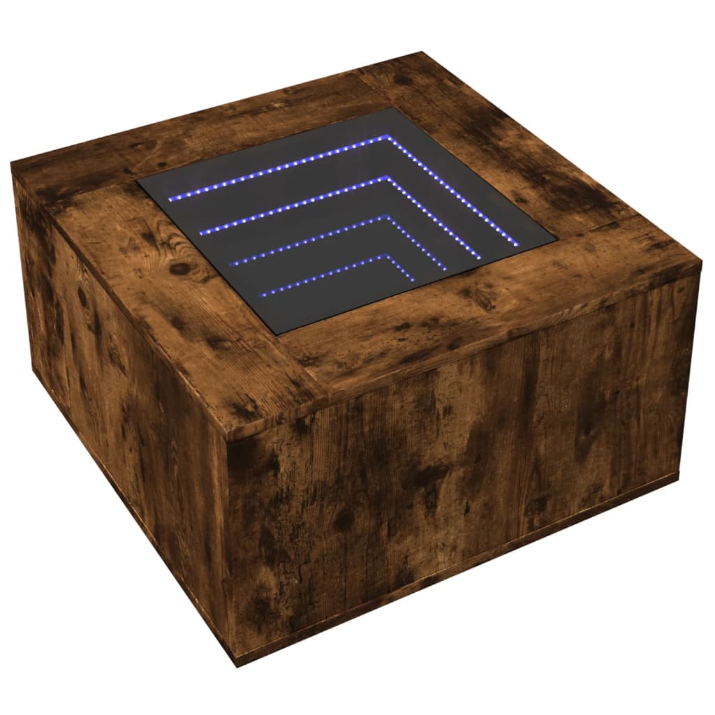 Τραπεζάκι Σαλονιού με LED Δρυς 60x60x40 εκ. Επεξεργασμένο Ξύλο