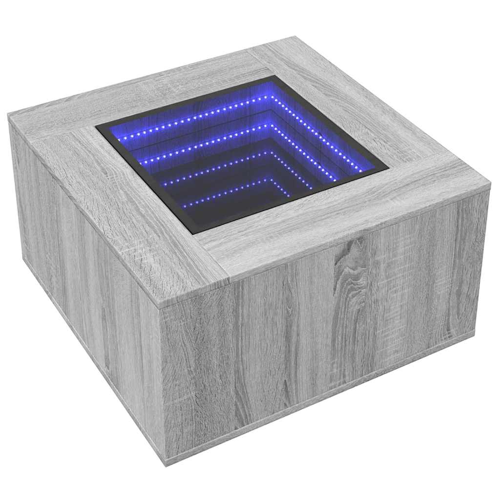 Τραπεζάκι Σαλονιού με LED Γκρι 60x60x40 εκ. Επεξεργασμένο Ξύλο