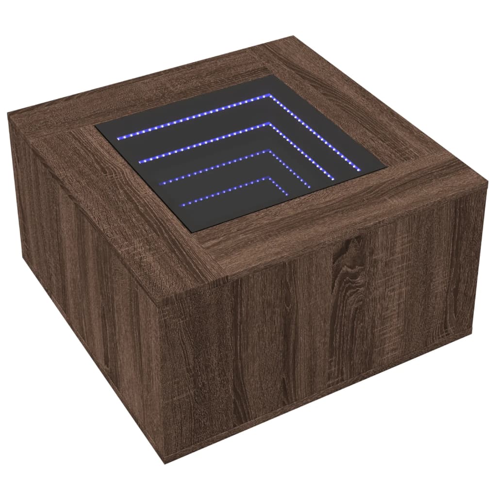 Τραπεζάκι Σαλονιού με LED Δρυς 60x60x40 εκ. Επεξεργασμένο Ξύλο - Pakobazaar