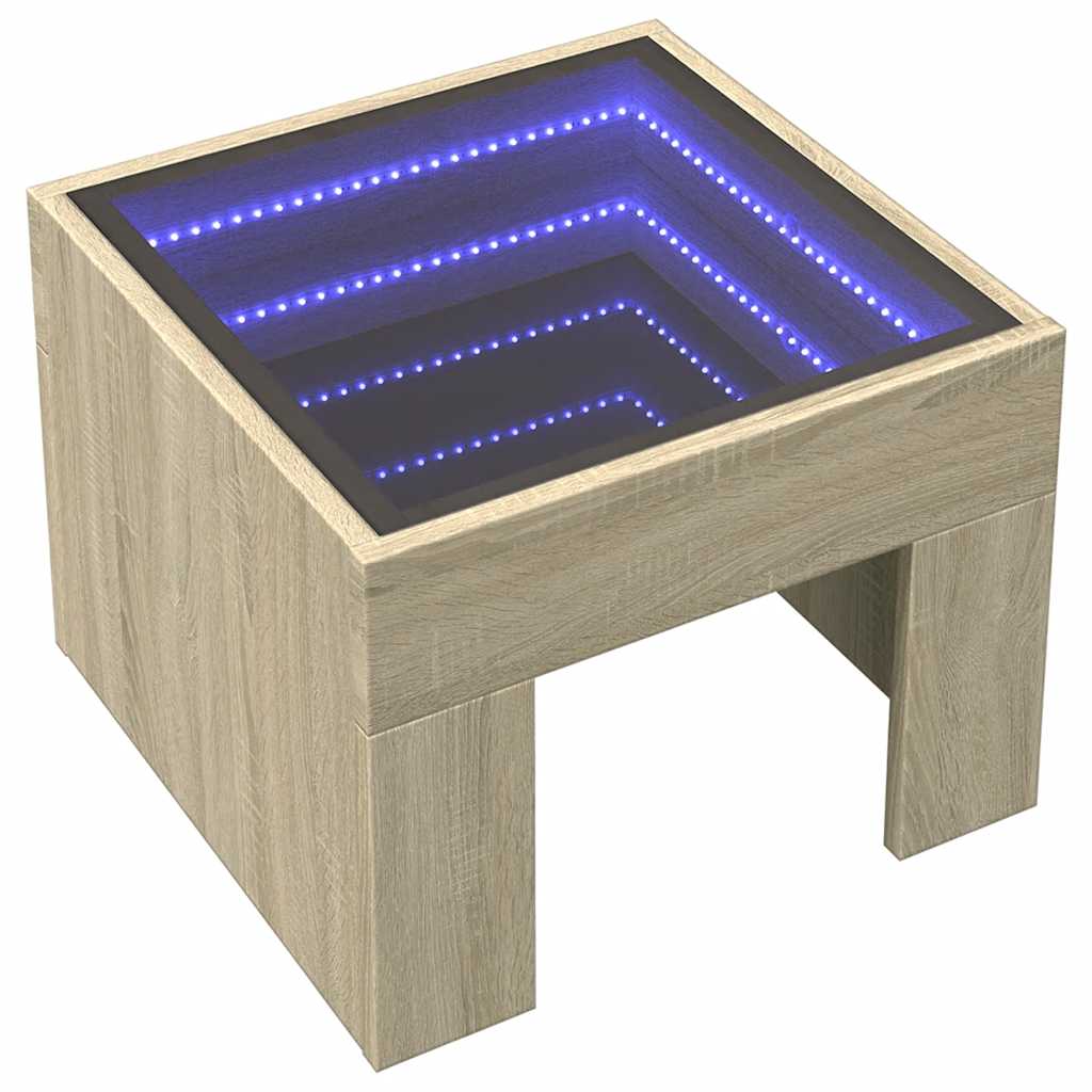 Τραπεζάκι Σαλονιού Άπειρο Φως LED Sonoma Δρυς 40x40x30 εκ. - Pakobazaar