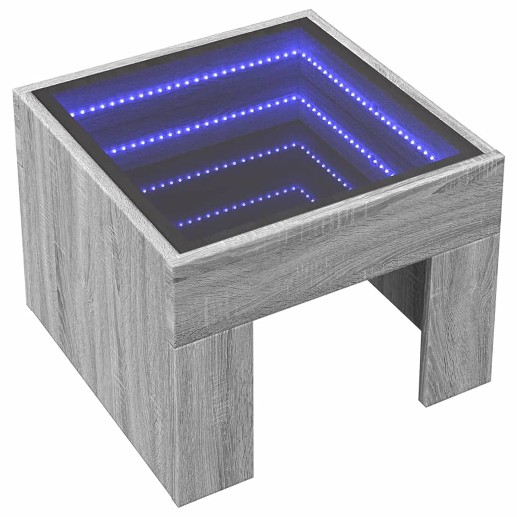 Τραπεζάκι Σαλονιού Άπειρο Φως LED Γκρι Sonoma 40x40x30 εκ.