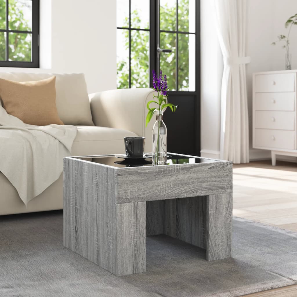 Τραπεζάκι Σαλονιού Άπειρο Φως LED Γκρι Sonoma 40x40x30 εκ.