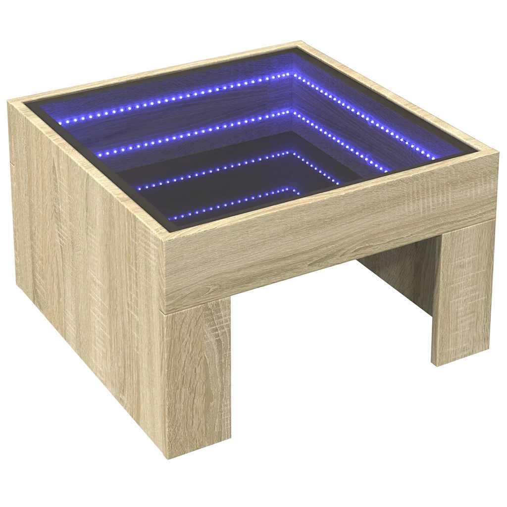 Τραπεζάκι Σαλονιού Άπειρο Φως LED Sonoma Δρυς 50x50x30 εκ. - Pakobazaar