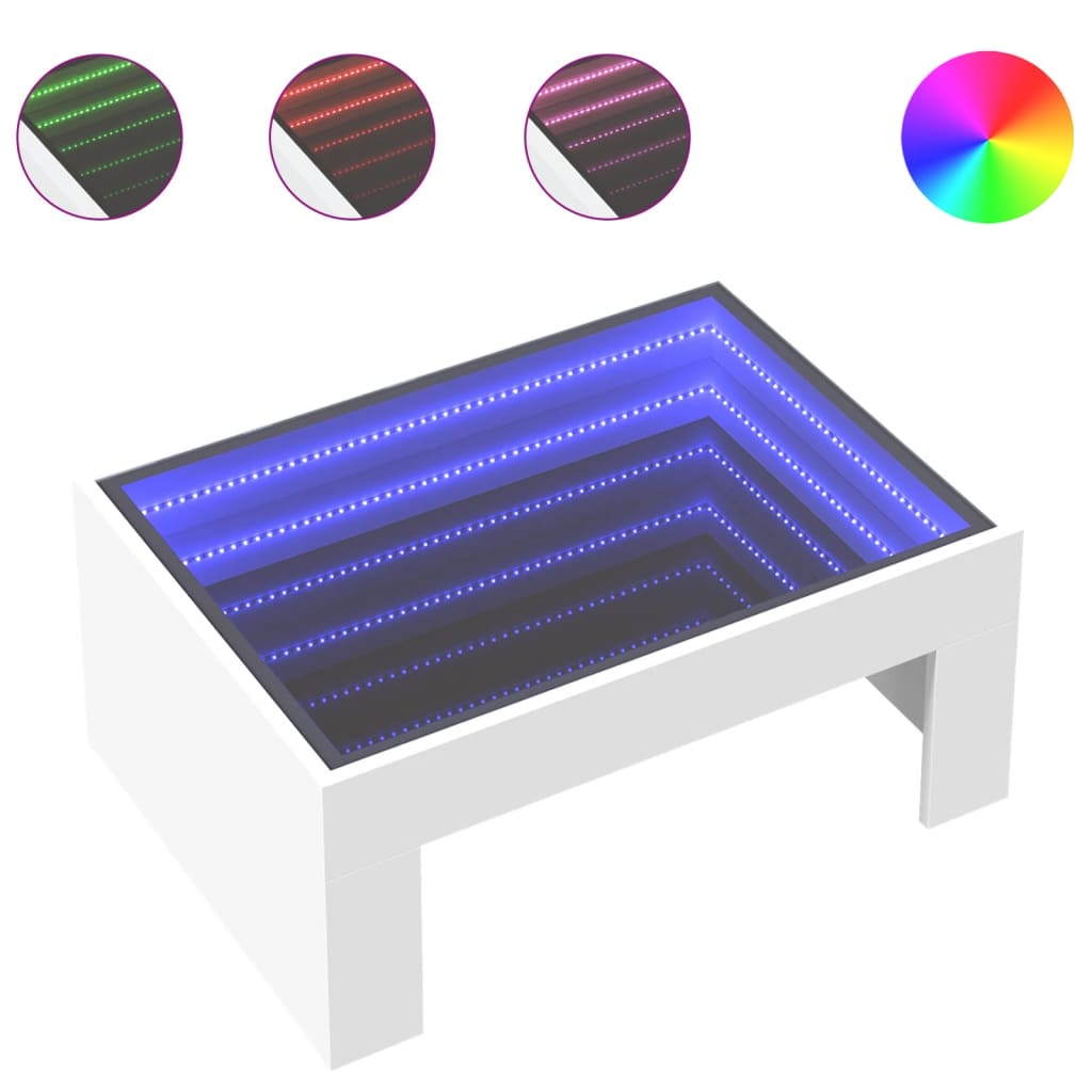Τραπεζάκι Σαλονιού Infinity LED Λευκό 70x50x30 εκ. - Pakobazaar