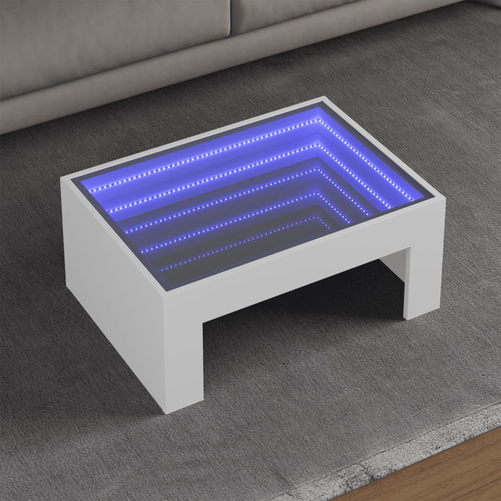 Τραπεζάκι Σαλονιού Infinity LED Λευκό 70x50x30 εκ. - Pakobazaar