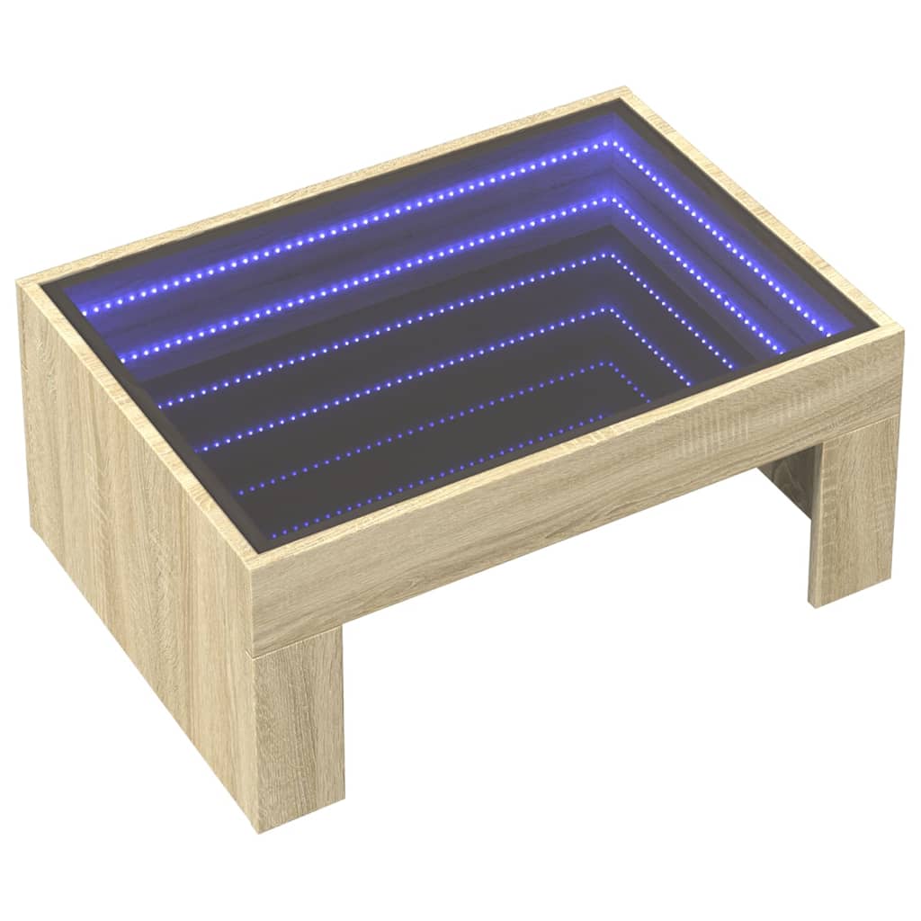 Τραπεζάκι Σαλονιού Άπειρο Φως LED Sonoma Δρυς 70x50x30 εκ. - Pakobazaar