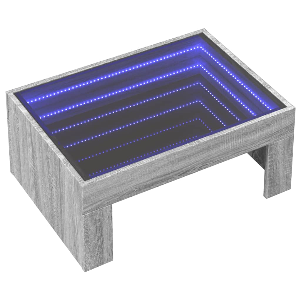 Τραπεζάκι Σαλονιού Άπειρο Φως LED Γκρι Sonoma 70x50x30 εκ. - Pakobazaar