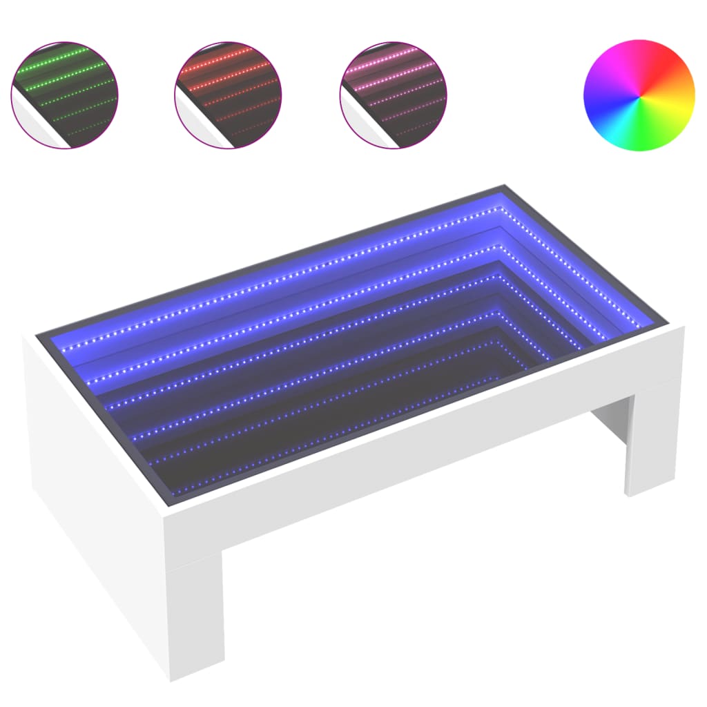Τραπεζάκι Σαλονιού Infinity LED Λευκό 90x50x30 εκ. - Pakobazaar