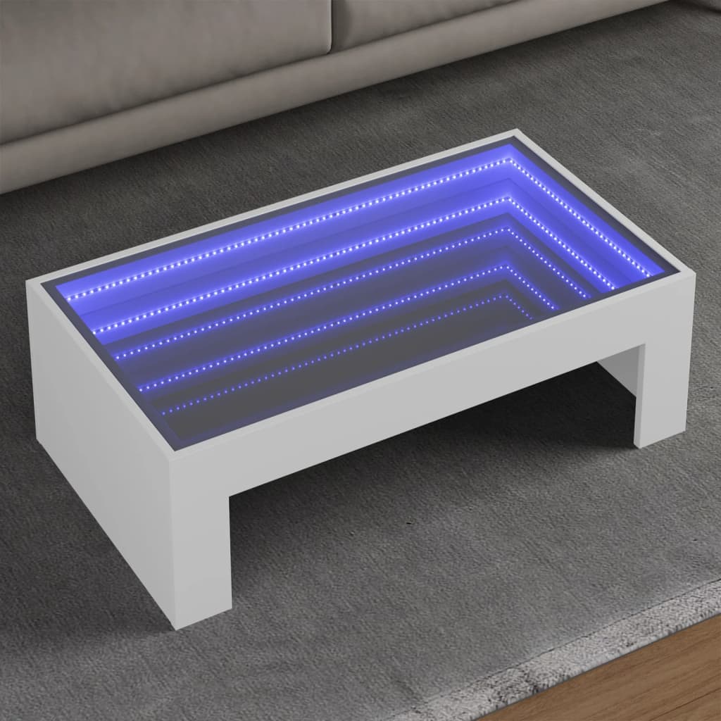 Τραπεζάκι Σαλονιού Infinity LED Λευκό 90x50x30 εκ. - Pakobazaar