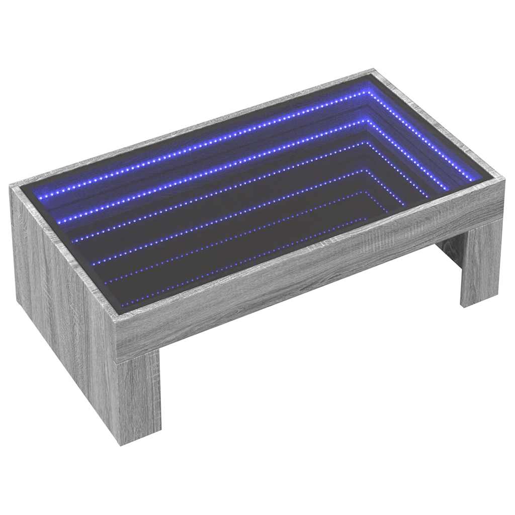 Τραπεζάκι Σαλονιού Άπειρο Φως LED Γκρι Sonoma 90x50x30 εκ. - Pakobazaar