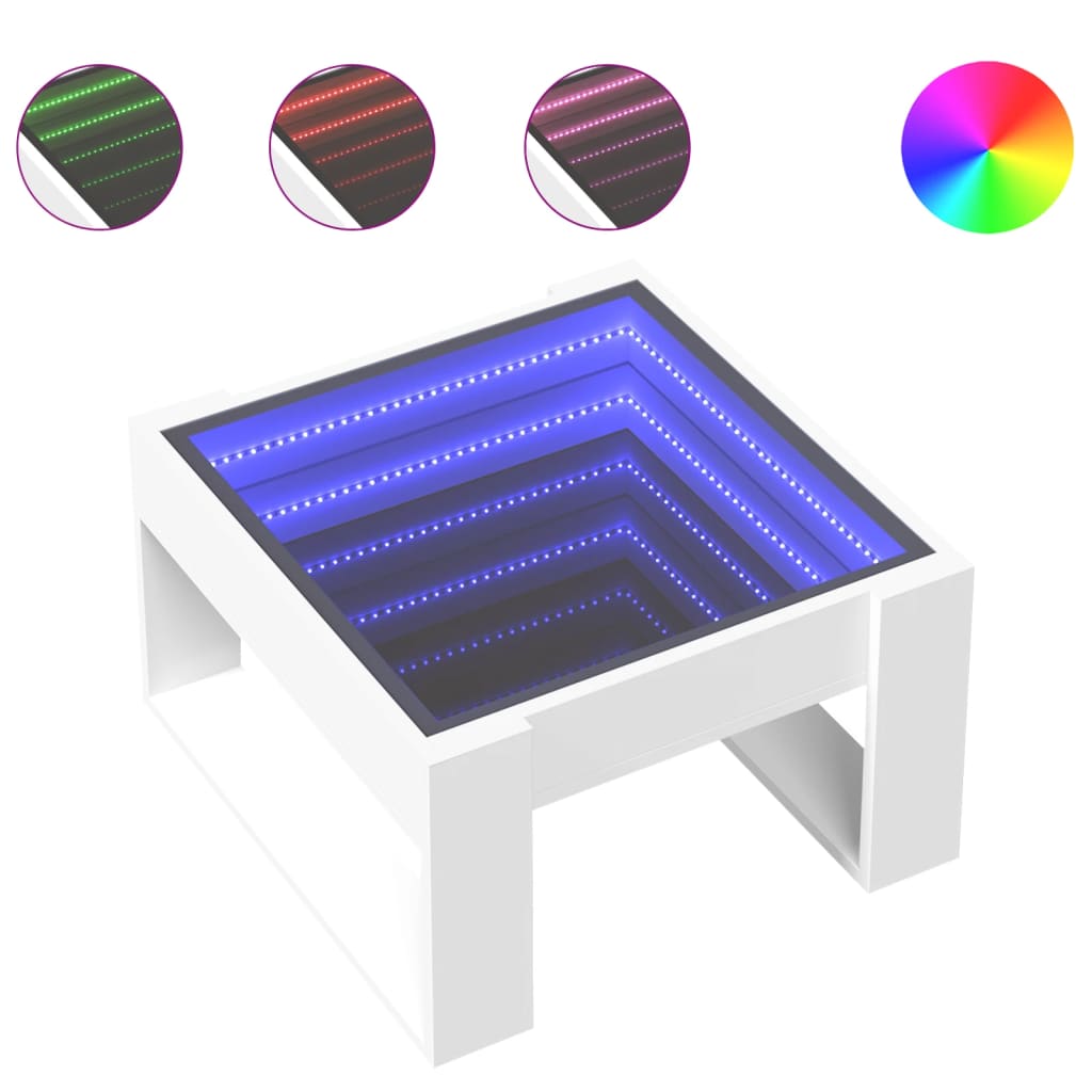 Τραπεζάκι Σαλονιού Infinity LED Λευκό 50x53x30 εκ. - Pakobazaar