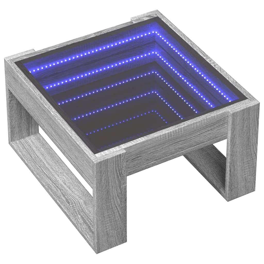 Τραπεζάκι Σαλονιού Άπειρο Φως LED Γκρι Sonoma 50x53x30 εκ. - Pakobazaar