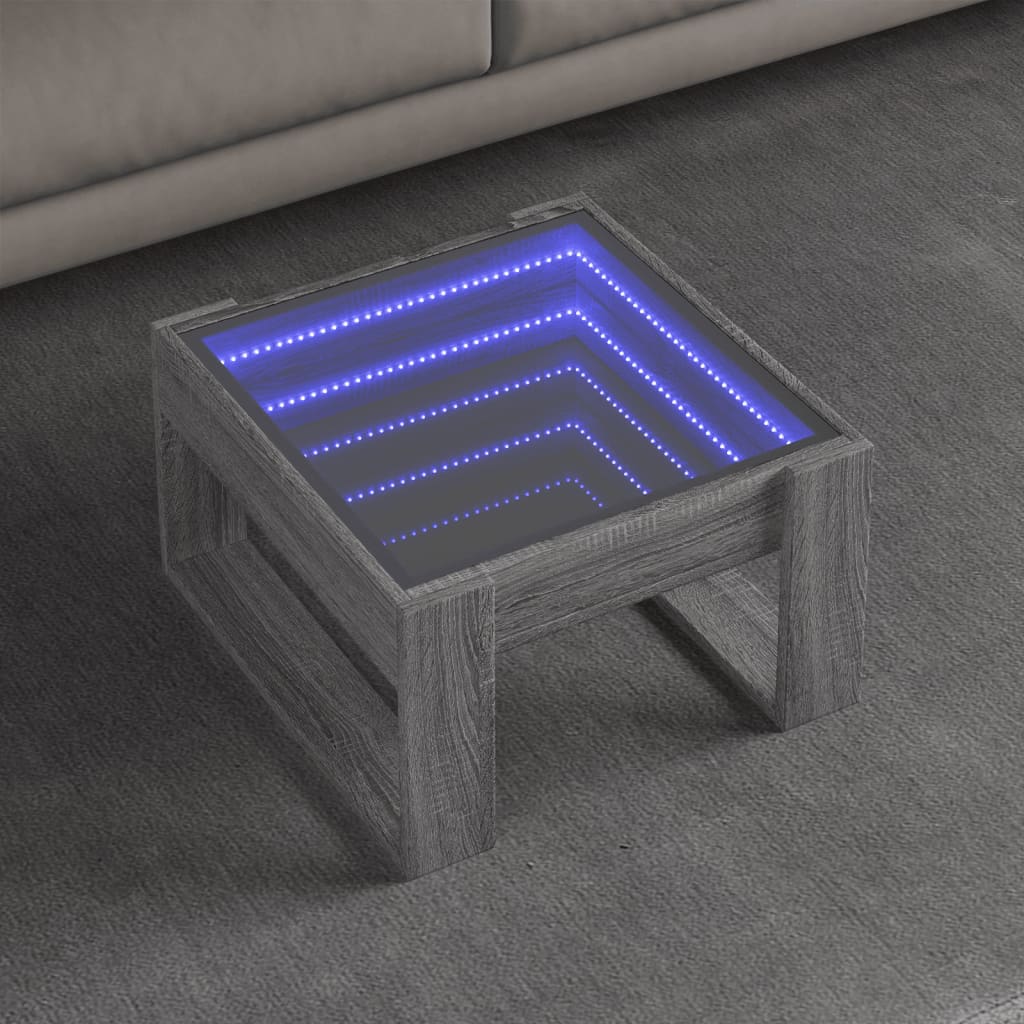 Τραπεζάκι Σαλονιού Άπειρο Φως LED Γκρι Sonoma 50x53x30 εκ. - Pakobazaar
