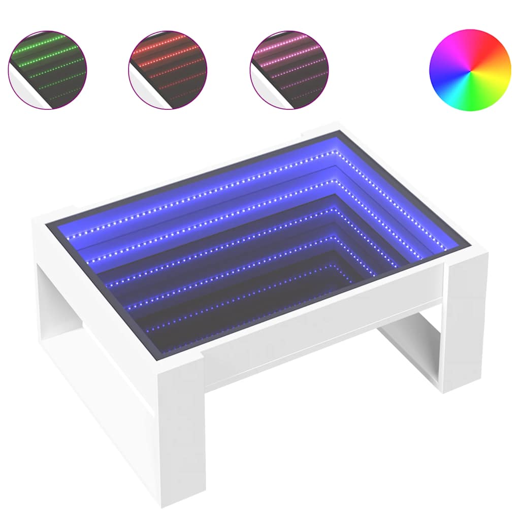 Τραπεζάκι Σαλονιού Infinity LED Λευκό 70x53x30 εκ. - Pakobazaar