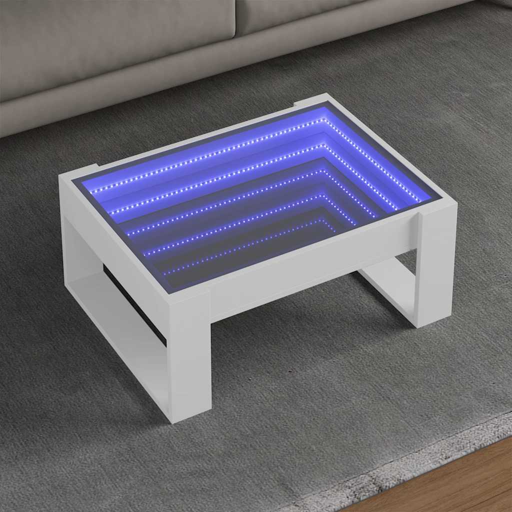 Τραπεζάκι Σαλονιού Infinity LED Λευκό 70x53x30 εκ. - Pakobazaar