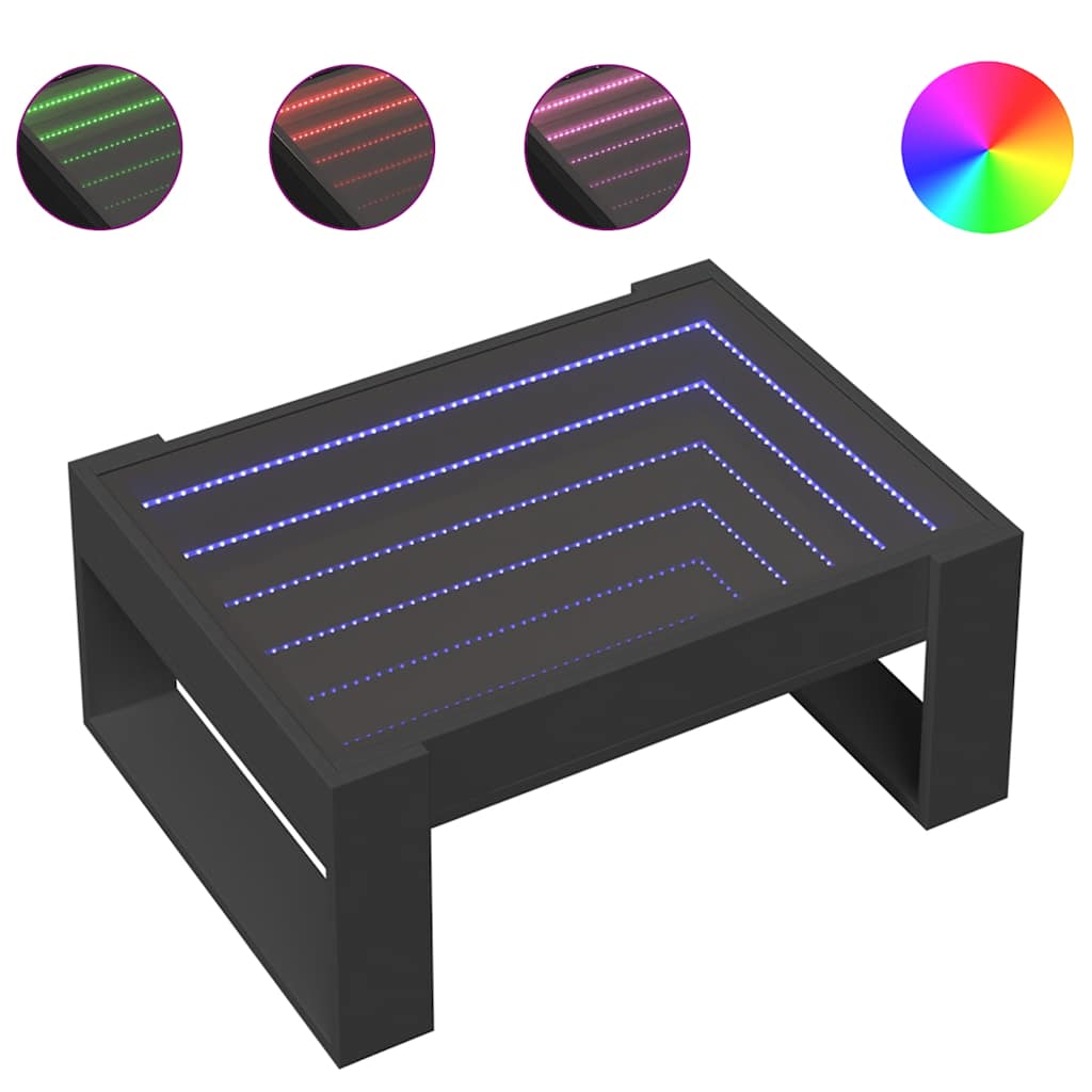 Τραπεζάκι Σαλονιού Infinity LED Μαύρο 70x53x30 εκ. - Pakobazaar