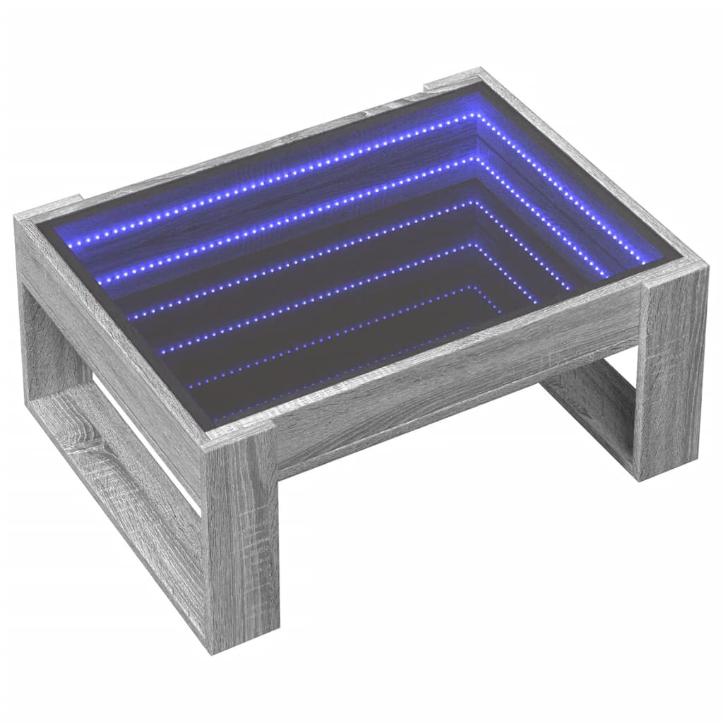 Τραπεζάκι Σαλονιού Άπειρο Φως LED Γκρι Sonoma 70x53x30 εκ. - Pakobazaar