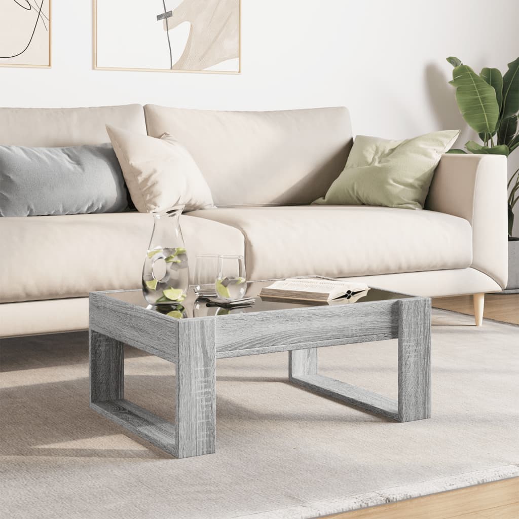 Τραπεζάκι Σαλονιού Άπειρο Φως LED Γκρι Sonoma 70x53x30 εκ. - Pakobazaar