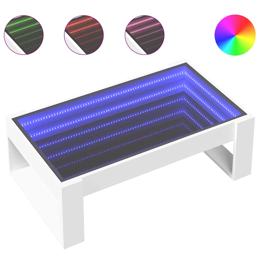 Τραπεζάκι Σαλονιού Infinity LED Λευκό 90x53x30 εκ. - Pakobazaar