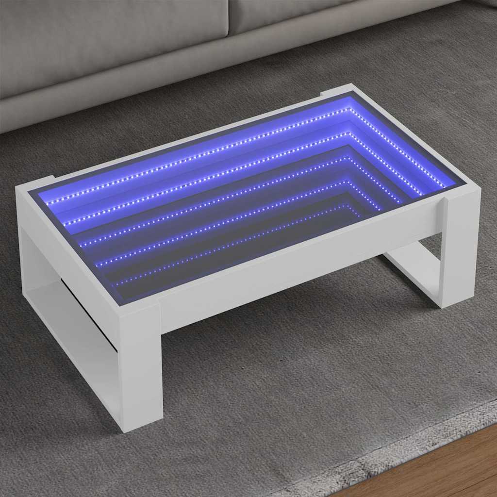 Τραπεζάκι Σαλονιού Infinity LED Λευκό 90x53x30 εκ. - Pakobazaar