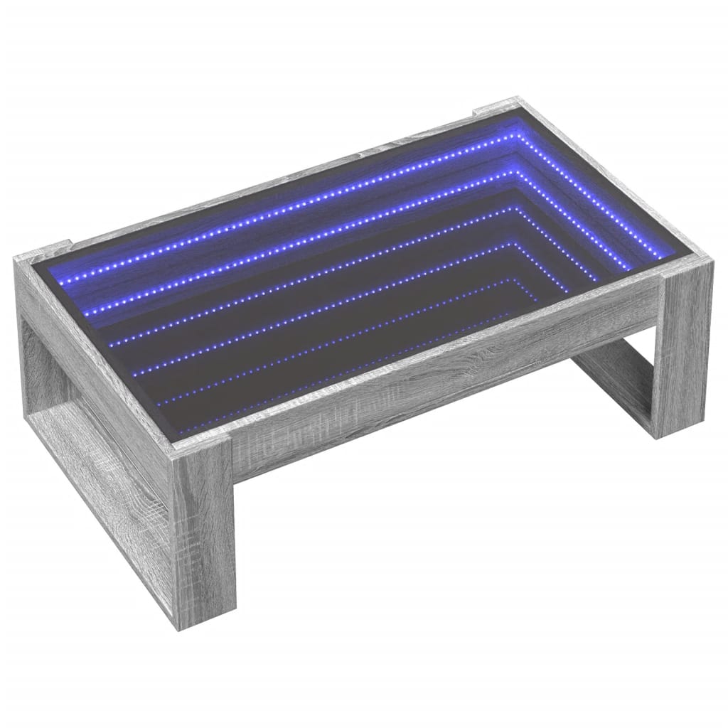 Τραπεζάκι Σαλονιού Άπειρο Φως LED Γκρι Sonoma 90x53x30 εκ. - Pakobazaar