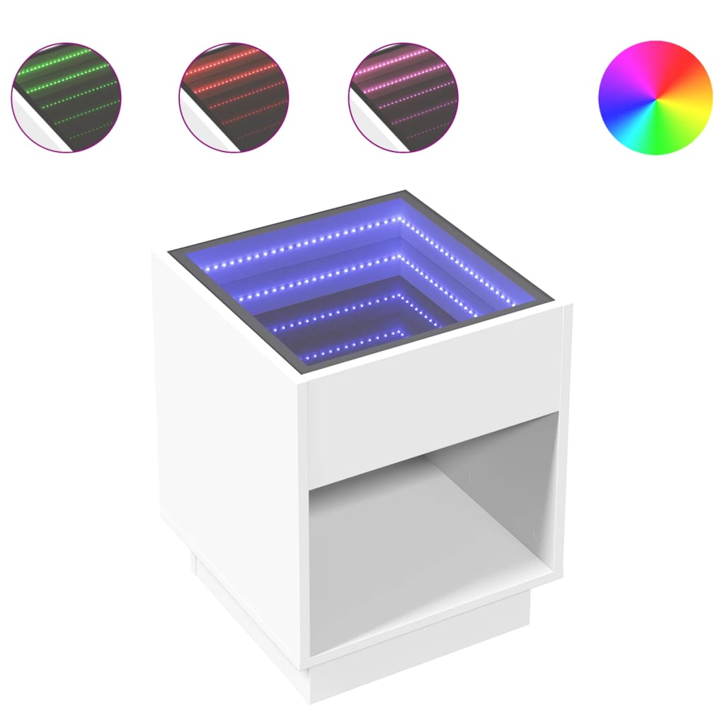 Τραπεζάκι Σαλονιού Infinity LED Λευκό 40x40x50 εκ.