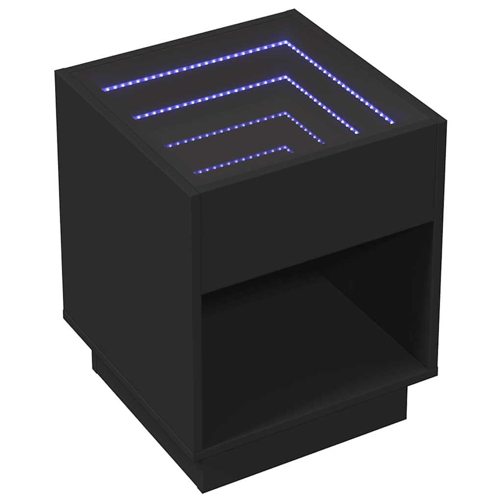 Τραπεζάκι Σαλονιού Άπειρο Φως LED Μαύρο 40x40x50 εκ.