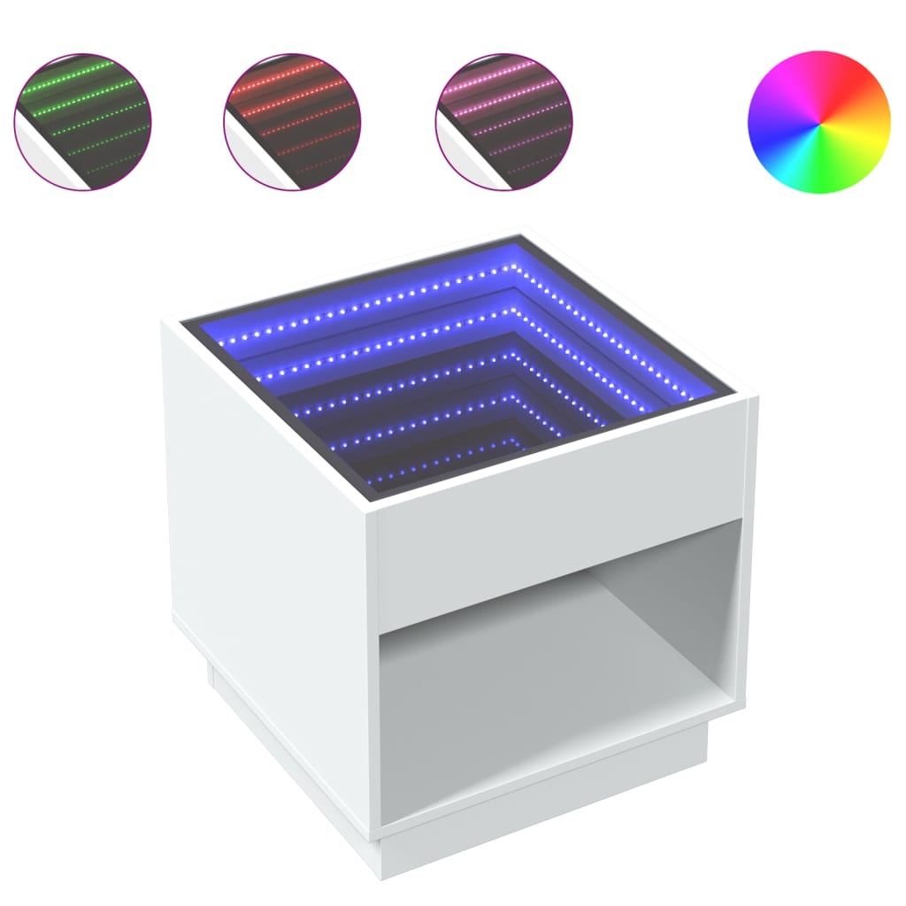 Τραπεζάκι Σαλονιού Infinity LED Λευκό 50x50x50 εκ. - Pakobazaar