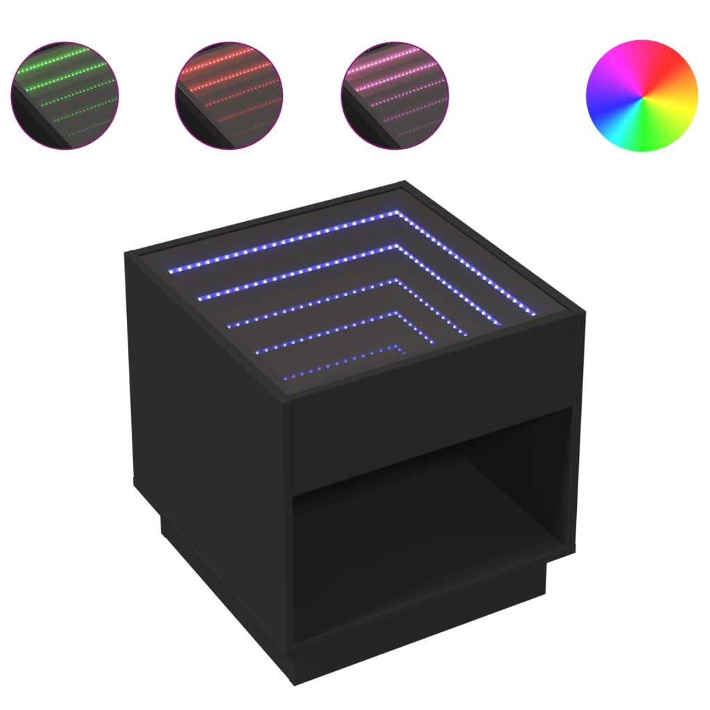 Τραπεζάκι Σαλονιού Infinity LED Μαύρο 50x50x50 εκ.