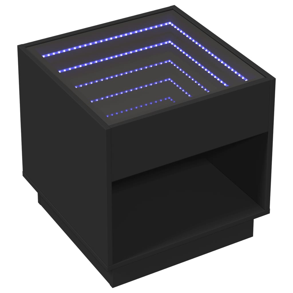 Τραπεζάκι Σαλονιού Infinity LED Μαύρο 50x50x50 εκ.