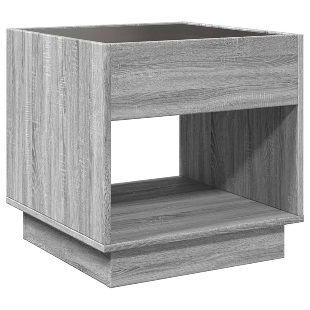 Τραπεζάκι Σαλονιού Άπειρο Φως LED Γκρι Sonoma 50x50x50 εκ. - Pakobazaar