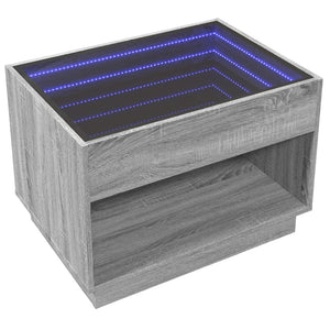Τραπεζάκι Σαλονιού Άπειρο Φως LED Γκρι Sonoma 70x50x50 εκ. - Pakobazaar