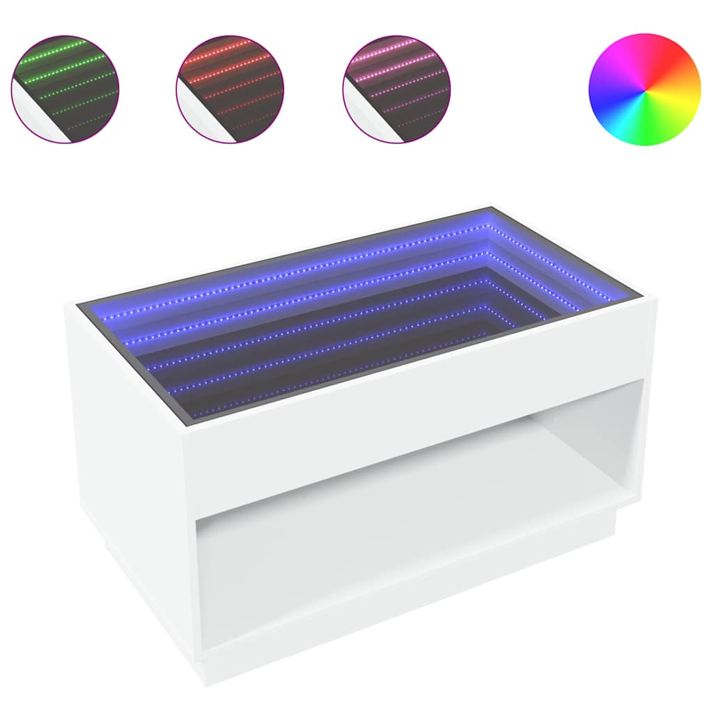 Τραπεζάκι Σαλονιού Infinity LED Λευκό 90x50x50 εκ. - Pakobazaar
