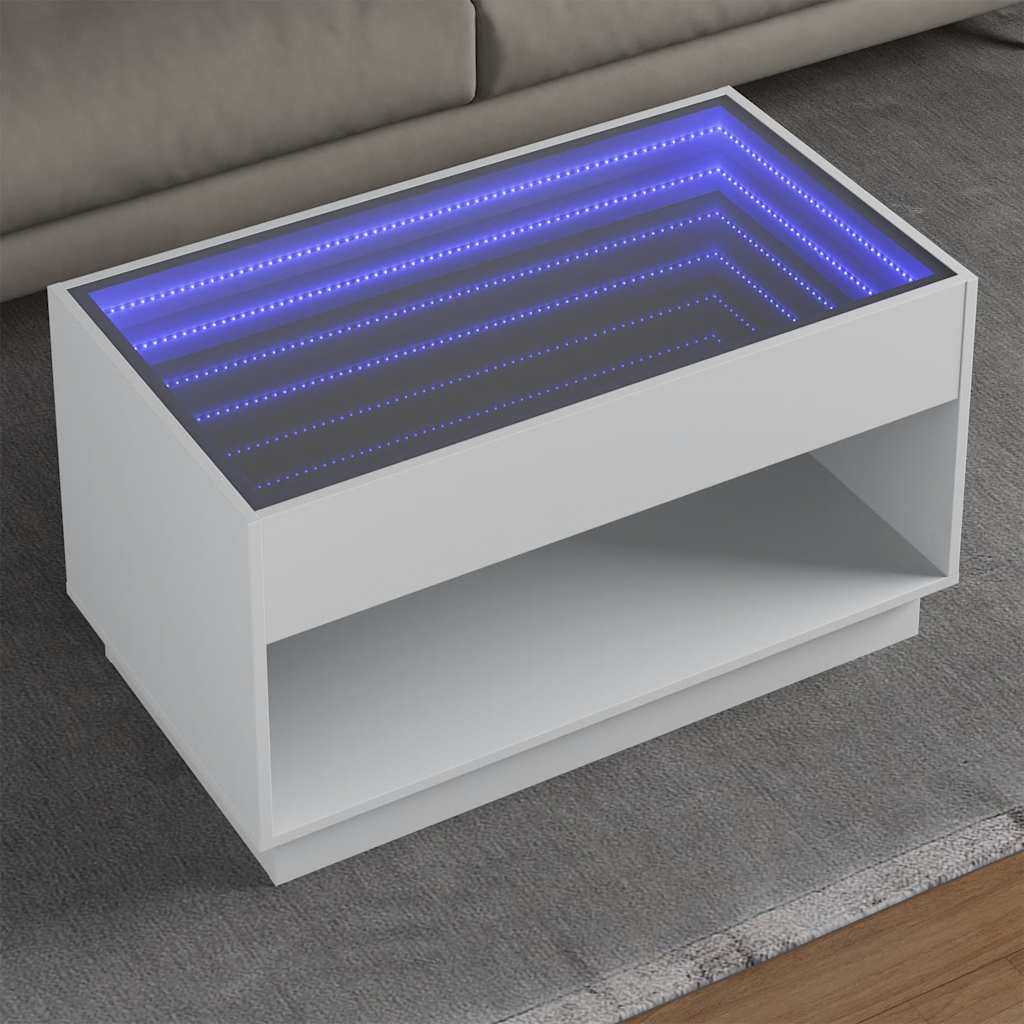 Τραπεζάκι Σαλονιού Infinity LED Λευκό 90x50x50 εκ. - Pakobazaar