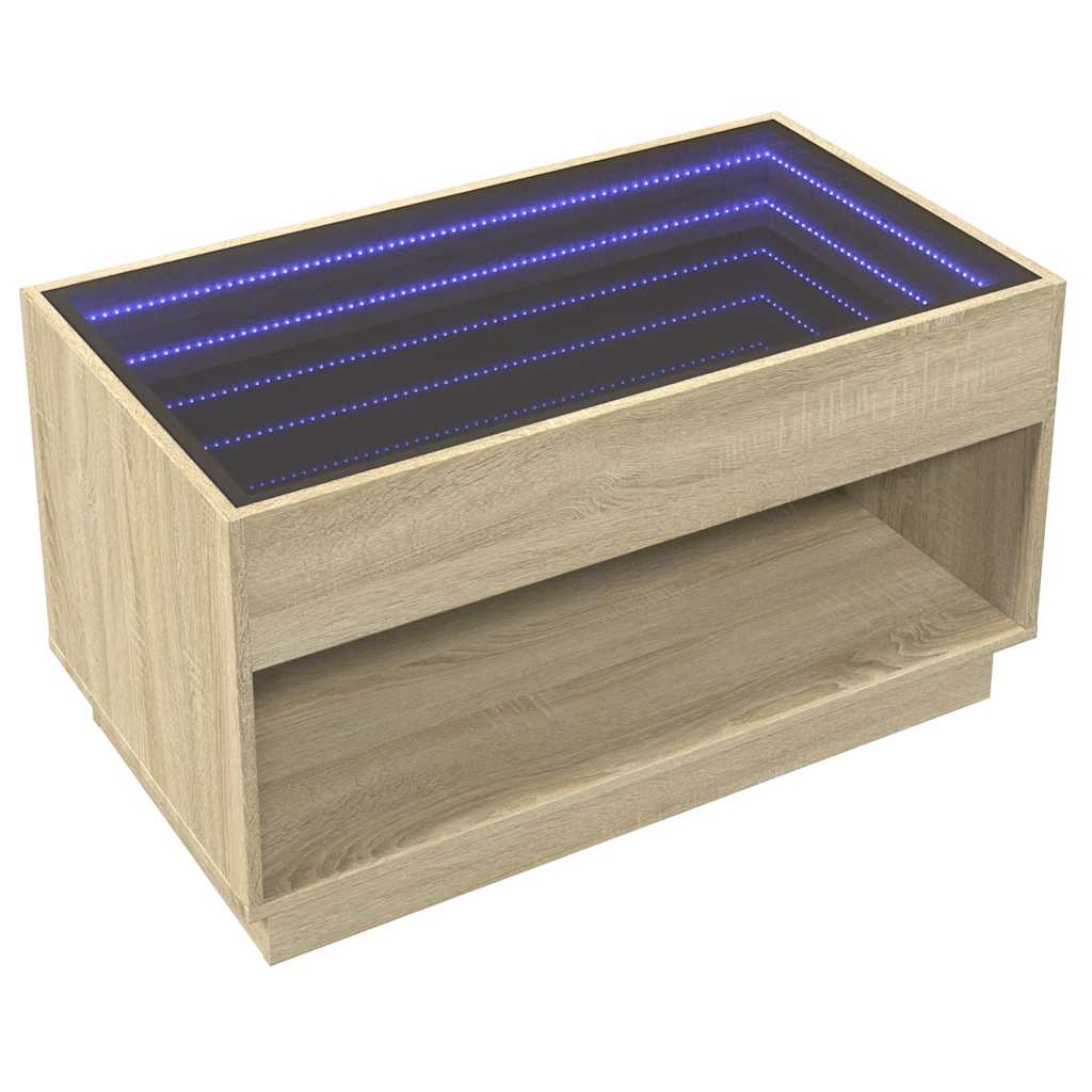 Τραπεζάκι Σαλονιού Άπειρο Φως LED Sonoma Δρυς 90x50x50 εκ. - Pakobazaar