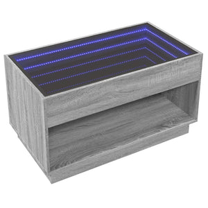 Τραπεζάκι Σαλονιού Άπειρο Φως LED Γκρι Sonoma 90x50x50 εκ.