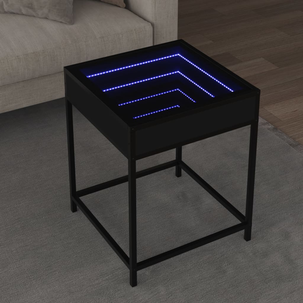 Τραπεζάκι Σαλονιού Άπειρο Φως LED Μαύρο 40x40x51 εκ. - Pakobazaar