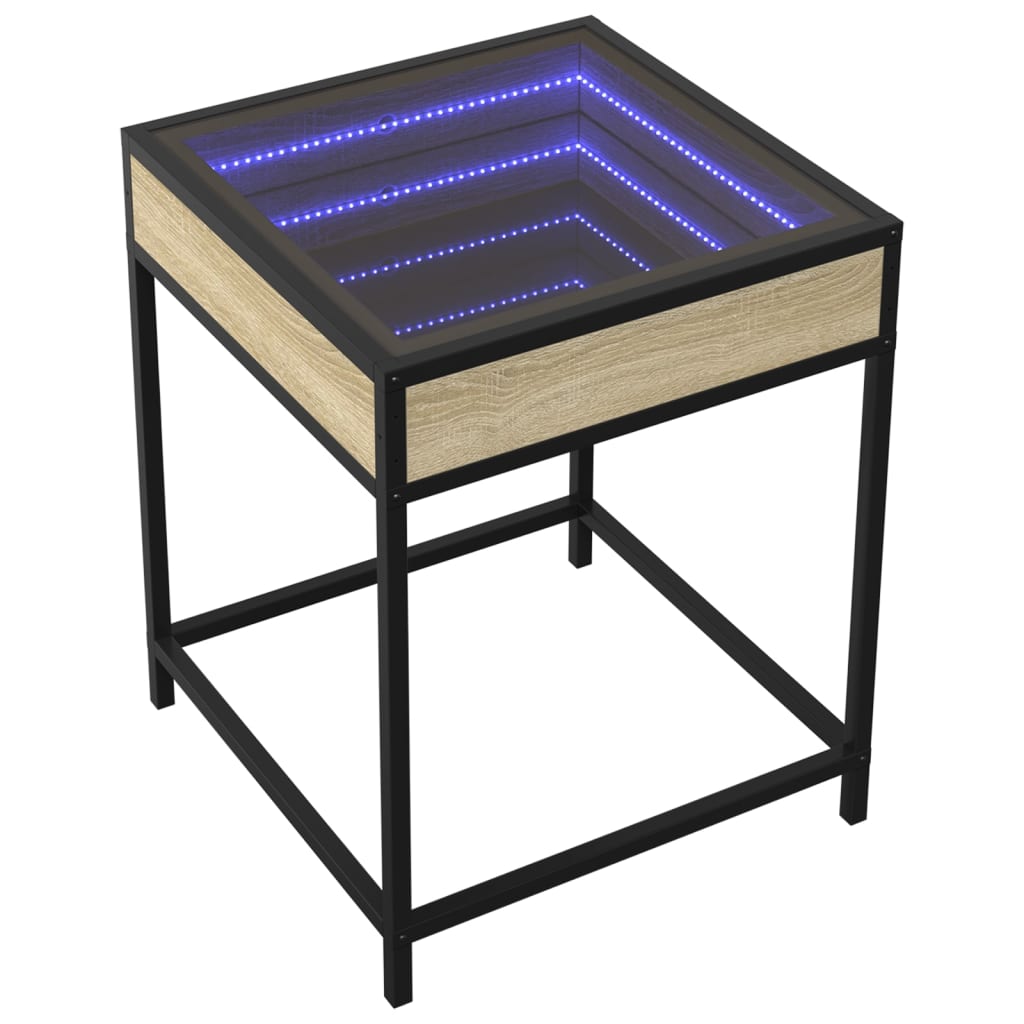 Τραπεζάκι Σαλονιού Άπειρο Φως LED Sonoma Δρυς 40x40x51 εκ. - Pakobazaar