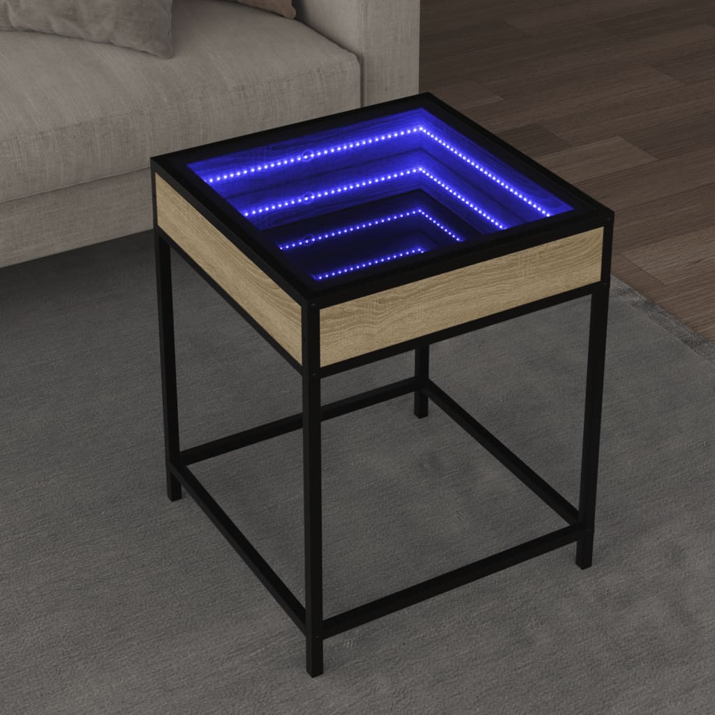 Τραπεζάκι Σαλονιού Άπειρο Φως LED Sonoma Δρυς 40x40x51 εκ. - Pakobazaar