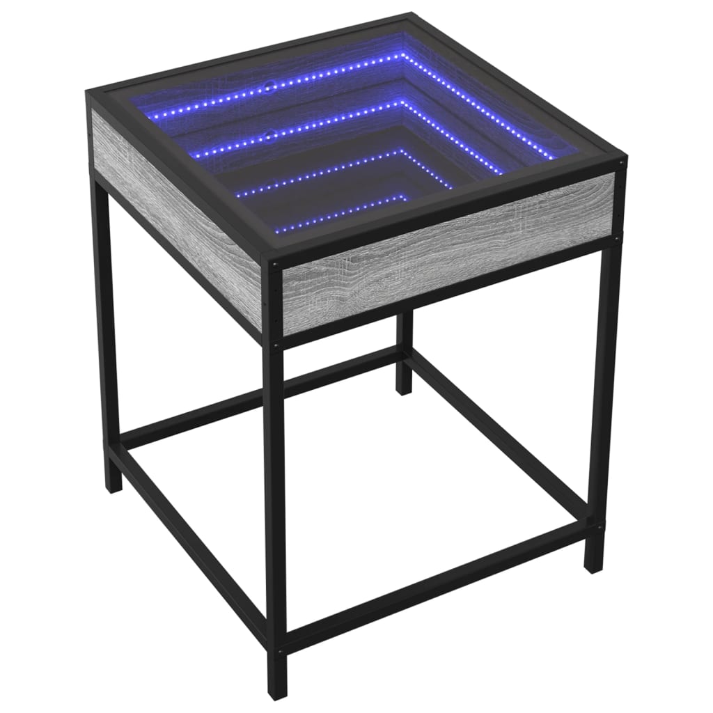 Τραπεζάκι Άπειρο Φως LED Γκρι Sonoma 40x40x51 εκ. - Pakobazaar