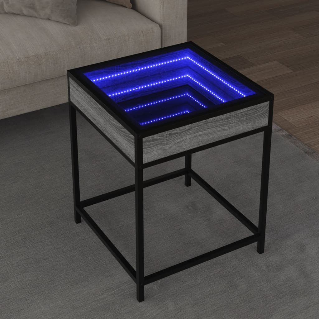 Τραπεζάκι Άπειρο Φως LED Γκρι Sonoma 40x40x51 εκ. - Pakobazaar