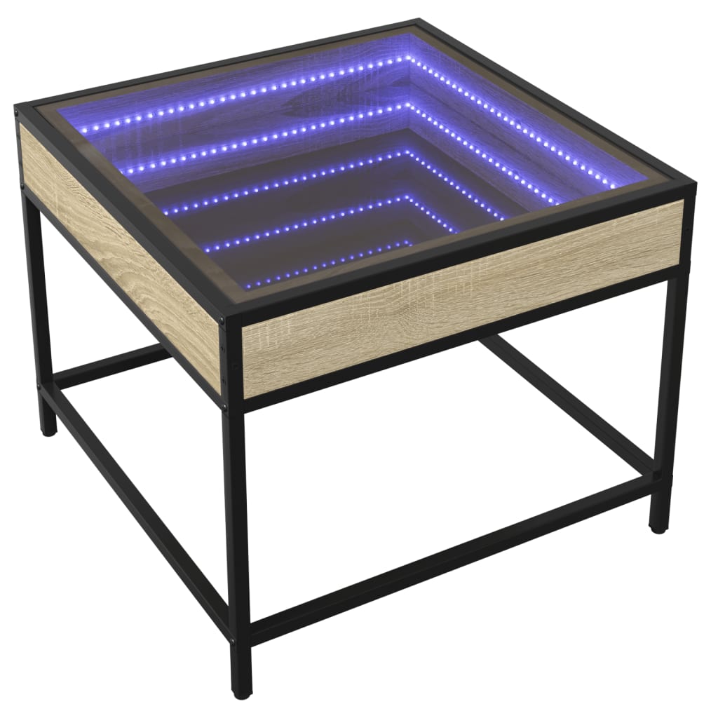 Τραπεζάκι Σαλονιού Άπειρο Φως LED Sonoma Δρυς 50x50x41 εκ. - Pakobazaar