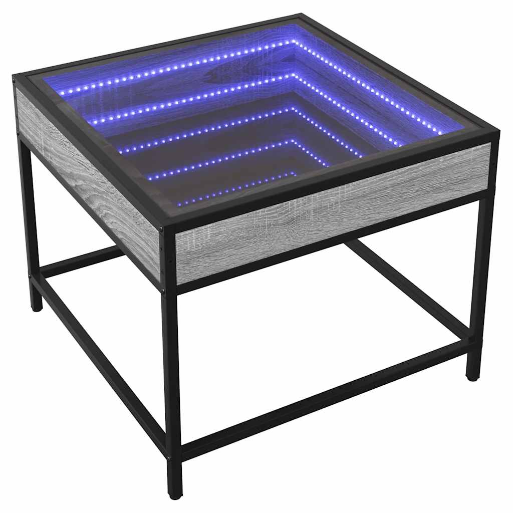 Τραπεζάκι Σαλονιού Άπειρο Φως LED Γκρι Sonoma 50x50x41 εκ. - Pakobazaar
