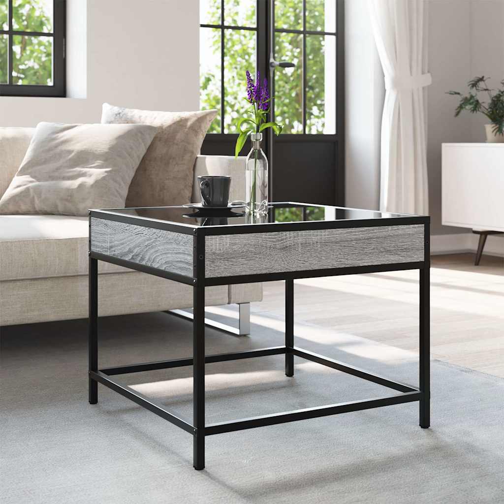Τραπεζάκι Σαλονιού Άπειρο Φως LED Γκρι Sonoma 50x50x41 εκ. - Pakobazaar