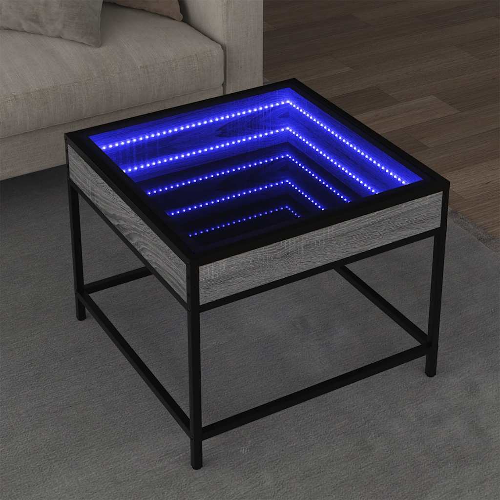 Τραπεζάκι Σαλονιού Άπειρο Φως LED Γκρι Sonoma 50x50x41 εκ. - Pakobazaar