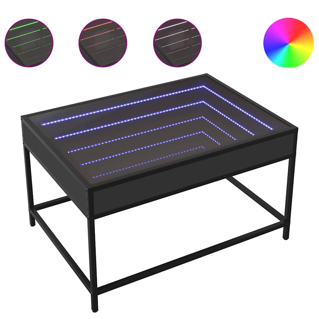 Τραπεζάκι Σαλονιού Infinity LED Μαύρο 70x50x41 εκ. - Pakobazaar
