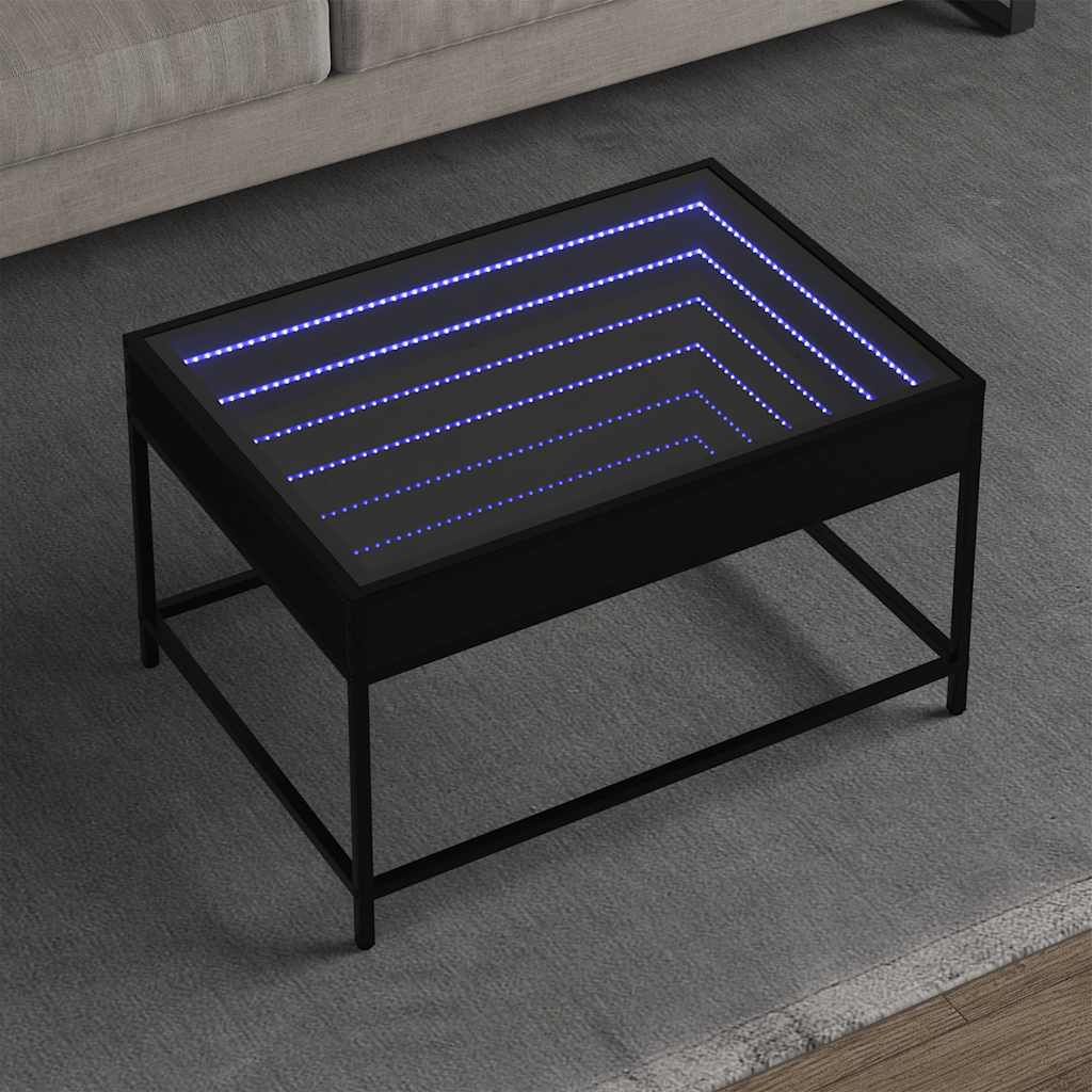 Τραπεζάκι Σαλονιού Infinity LED Μαύρο 70x50x41 εκ. - Pakobazaar