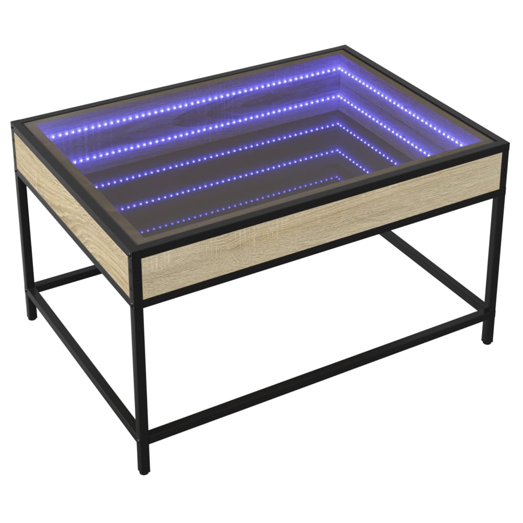Τραπεζάκι Σαλονιού Άπειρο Φως LED Sonoma Δρυς 70x50x41 εκ. - Pakobazaar